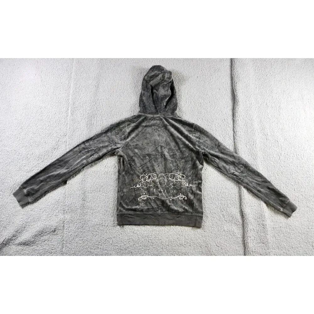 Juicy Couture Vintage Hoodie M Jeweled Gray Terry 34 Track USA